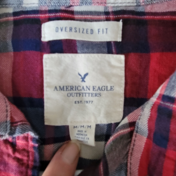 American Eagle Plaid Front Tie Button Down - Picture 3 of 3